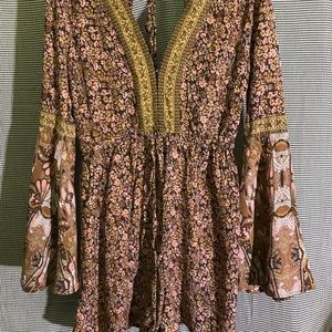 Brown and pink floral romper